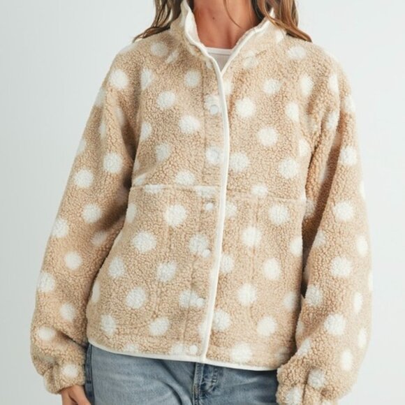 The Wild Clover Jackets & Blazers - SPOT ME POLKA DOT FLEECE JACKET
